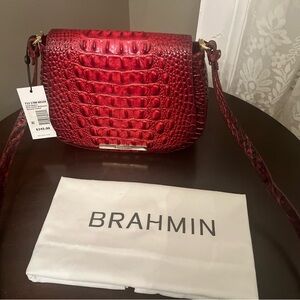 Brahmin Small Nadine Rose Ombre Melbourne Croc-Embossed Leather Crossbody NWT